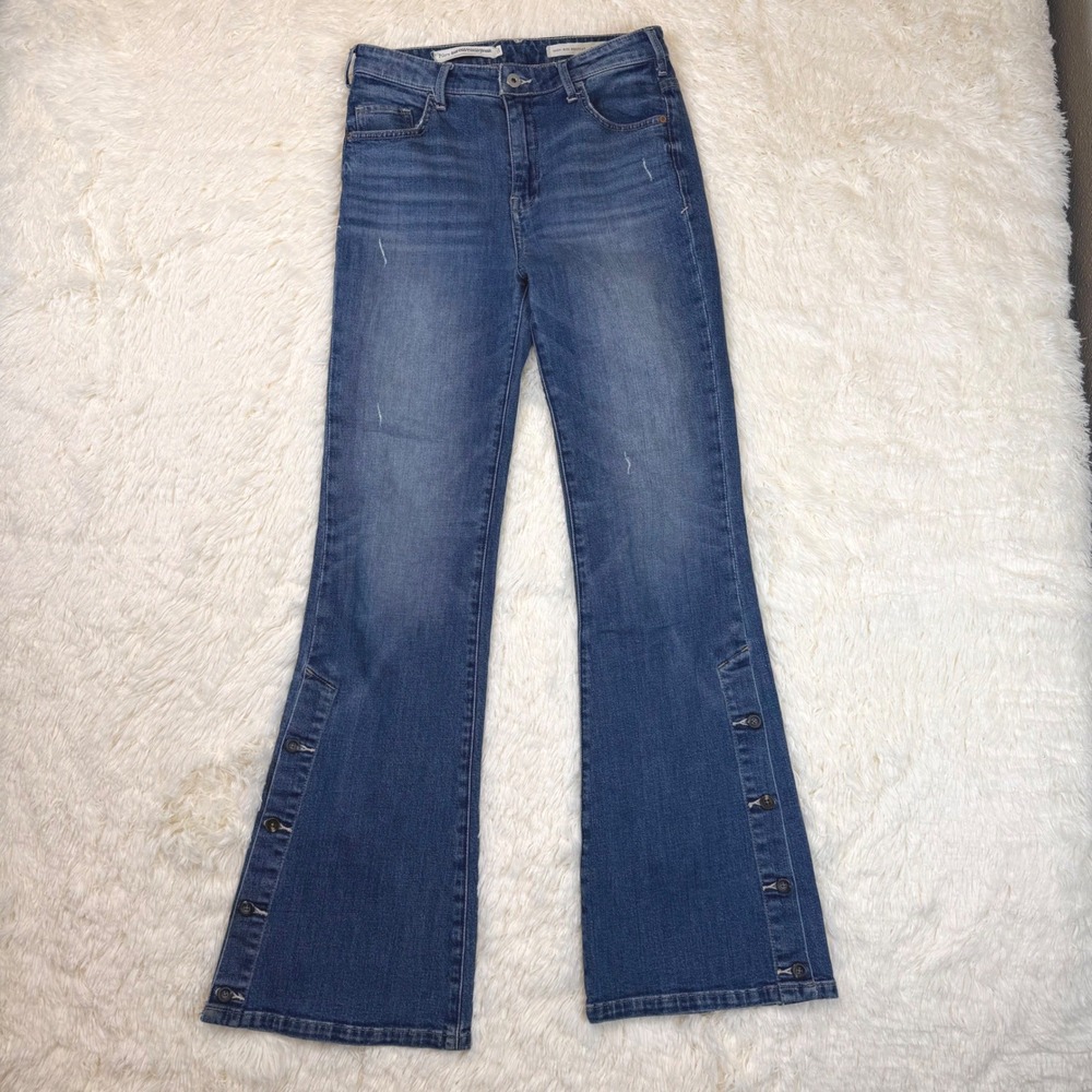 Pilcro High Rise‎ Bootcut Jeans Womens 27 Blue Button Side Vent Anthropologie